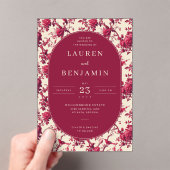 Lavish Crimson Blooms Wedding Acryleinladungen (Insitu (Handheld))