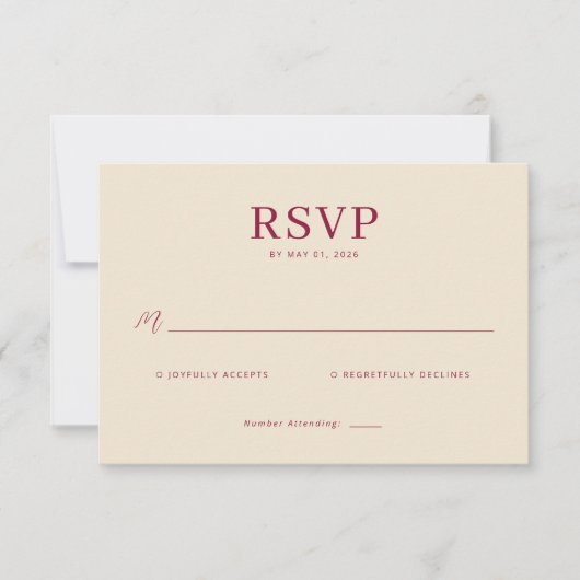 Lavish Crimson Blooms Wedding RSVP Karte (Vorderseite)