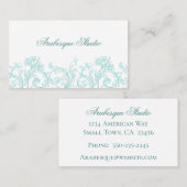 Lavish Floral Robin's Egg Blau und Weiß Visitenkarte (Vorne/Hinten)