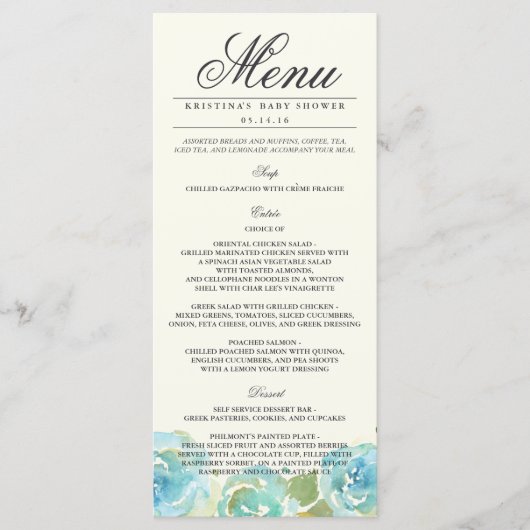 Lavish Florals Menü Rack Card Menükarte (Vorderseite)