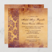 Lavish Lilac Grunge Damask Lace Wedding Einladung (Vorne/Hinten)
