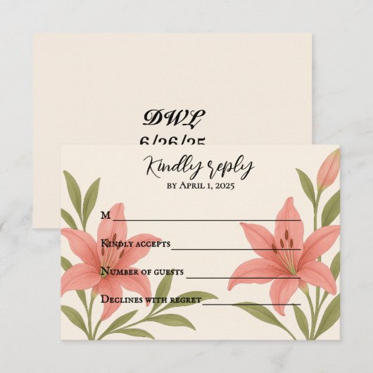 Lavish Lily RSVP Card (Vorne/Hinten)