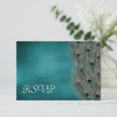 Lavish Peacock Feathers Wedding RSVP Response Card Karte (Stehend Vorderseite)