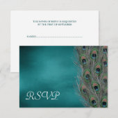Lavish Peacock Feathers Wedding RSVP Response Card Karte (Vorne/Hinten)
