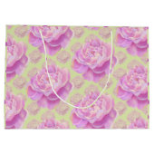 Lavish Peony auf hellgrün Große Geschenktüte (Rückseite)