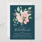 Lavish Pink & Aquamarine Rose Bridal Brunch Einladung (Vorderseite)