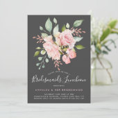 Lavish Pink Roses & Glitzer Bridesmaids Luncheon Einladung (Stehend Vorderseite)