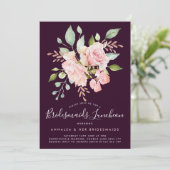 Lavish Pink Roses & Glitzer Bridesmaids Luncheon Einladung (Stehend Vorderseite)