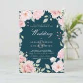 Lavish Pink Roses Rahmen Wedding Einladung (Stehend Vorderseite)