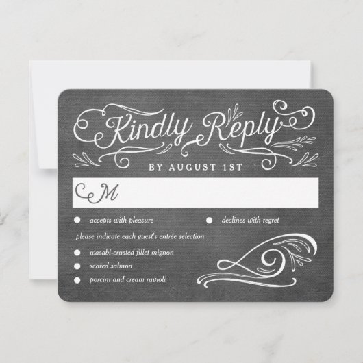 Lavish Scrolls Editable Color Wedding RSVP Card Karte (Vorderseite)