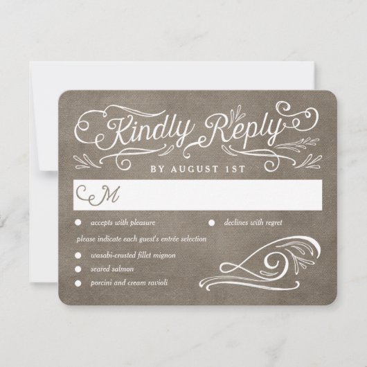 Lavish Scrolls Editable Color Wedding RSVP Card Karte (Vorderseite)