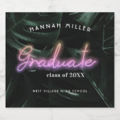 Lavish Tropical Palms | Neon Lights Abschluss Schaumweinetikett (Einzelnes Label)