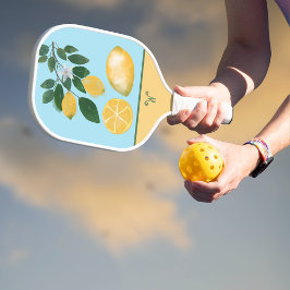 Lavish Yellow Lemon and Blue Sky Monogram Pickleball Schläger