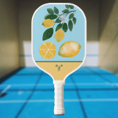 Lavish Yellow Lemon and Blue Sky Monogram Pickleball Schläger