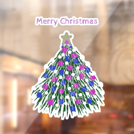 LavishishOn Blue Lila Pink White Christmas Tree Fensteraufkleber