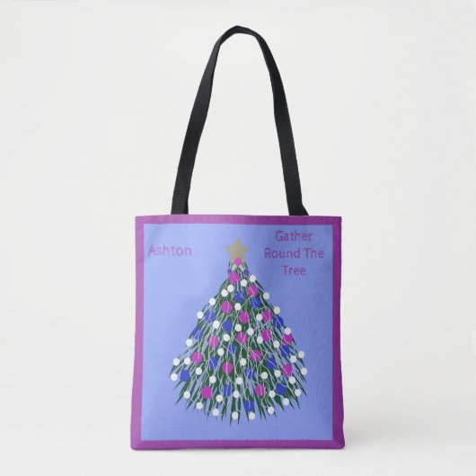 LavishishOn Blue Lila Pink White Christmas Tree Tasche (Vorderseite)