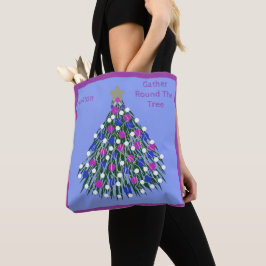 LavishishOn Blue Lila Pink White Christmas Tree Tasche