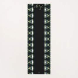Lavishishon Monogram Black Green Piped Edging Yogamatte