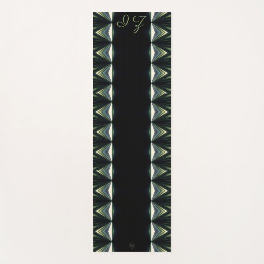 Lavishishon Monogram Black Green Piped Edging Yogamatte (Vorderseite)
