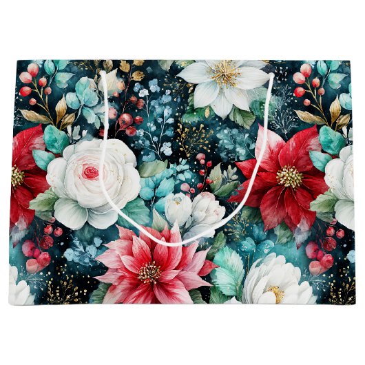 Lavishishy Colored Christmas Floral Große Geschenktüte (Vorderseite)