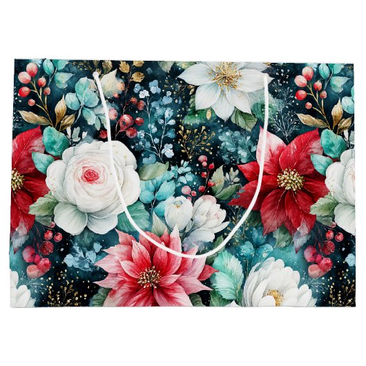 Lavishishy Colored Christmas Floral Große Geschenktüte (Rückseite)