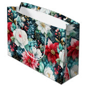 Lavishishy Colored Christmas Floral Große Geschenktüte (Rückseite Schrägansicht)