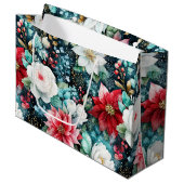 Lavishishy Colored Christmas Floral Große Geschenktüte (Vorderseite Schrägansicht)