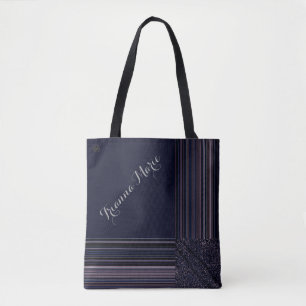 Lavishly On Monogram Elegant Blue Pum Pinstripe Tasche