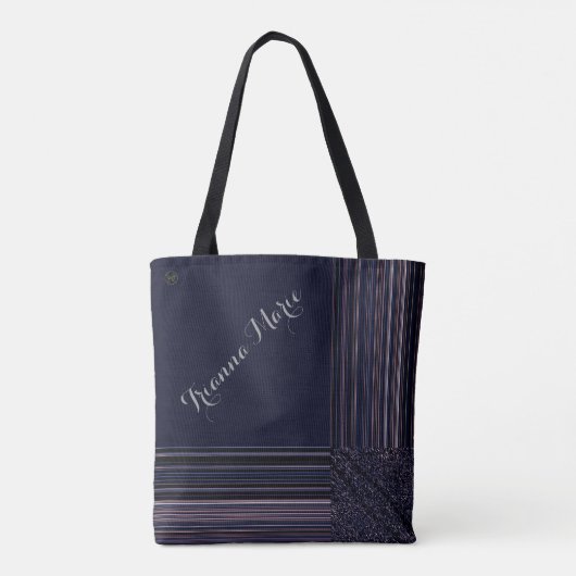 Lavishly On Monogram Elegant Blue Pum Pinstripe Tasche (Rückseite)