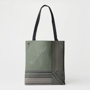 Lavishly On Monogram Elegant Sage Green Pinstripe Tasche