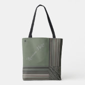 Lavishly On Monogram Elegant Sage Green Pinstripe Tasche (Rückseite)