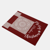 LavishlyOn Stellar Gingham Red White Christmas Dog Fußmatte (Schrägansicht)