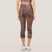 LavishyOn Monogram Brown Taupe PinstripeStonewash Capri Leggings (Rückseite)