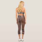 LavishyOn Monogram Brown Taupe PinstripeStonewash Capri Leggings (Rückseite)