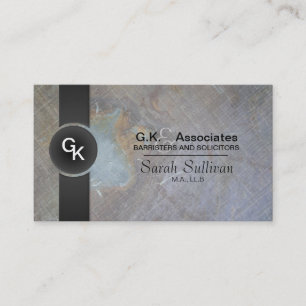 Law Business Card - Gray Black Monogram Stylish Visitenkarte