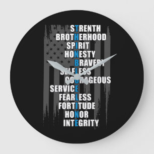 Law Enforcement Flag Police Appreciation Große Wanduhr