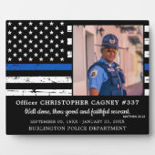 Law Enforcement Thin Blue Line Police Memorial Fotoplatte (Vorderseite)