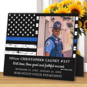 Law Enforcement Thin Blue Line Police Memorial Fotoplatte