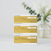 Law of Attraction 3 Blank Printable Gold Checks (Stehend Vorderseite)