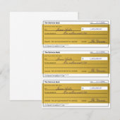 Law of Attraction 3 Blank Printable Gold Checks (Vorne/Hinten)