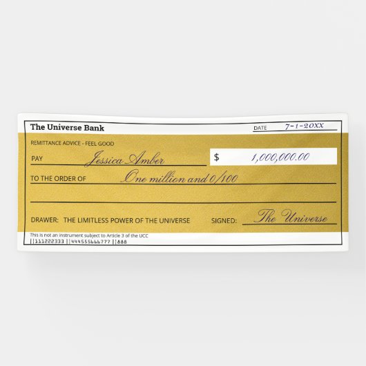 Law of Attraction Elegant Gold Abundance Check Banner (Horizontal)