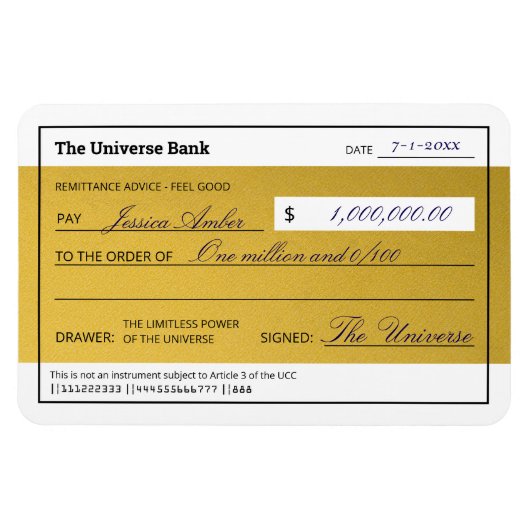 Law of Attraction Elegant Gold Abundance Check Magnet (Horizontal)