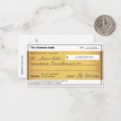 Law of Attraction Gold Manifestation Blank Check Mitteilungskarte (Vorderseite/Rückseite Beispiel)