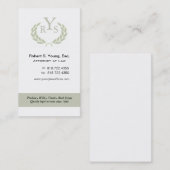 Law Offices Attorney Lawyer Laurel Wreath Monogram Visitenkarte (Vorne/Hinten)