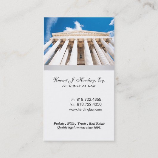Law Offices Attorney Lawyer Pillars Supreme Court Visitenkarte (Vorderseite)