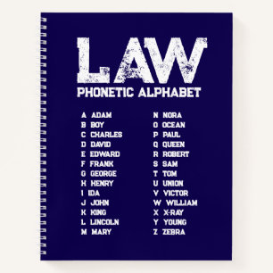 LAW-Phonetik-Alphabet – Marineblaue Spiralbindung- Notizblock