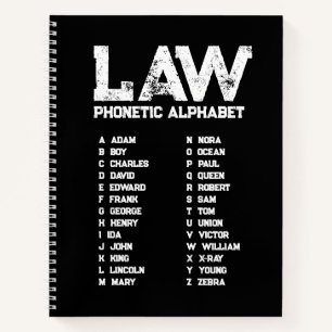 LAW-Phonetik-Alphabet – Schwarzes Spiral-Notizbuch Notizblock