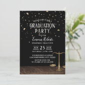Law School Future Lawyer Gold Confetti Abschluss Einladung (Stehend Vorderseite)