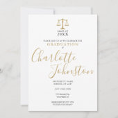 Law School Gold Script Foto Graduation Party Einladung (Vorderseite)