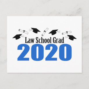 Law School Grad 2020 Postcard Einladung (Blue Caps